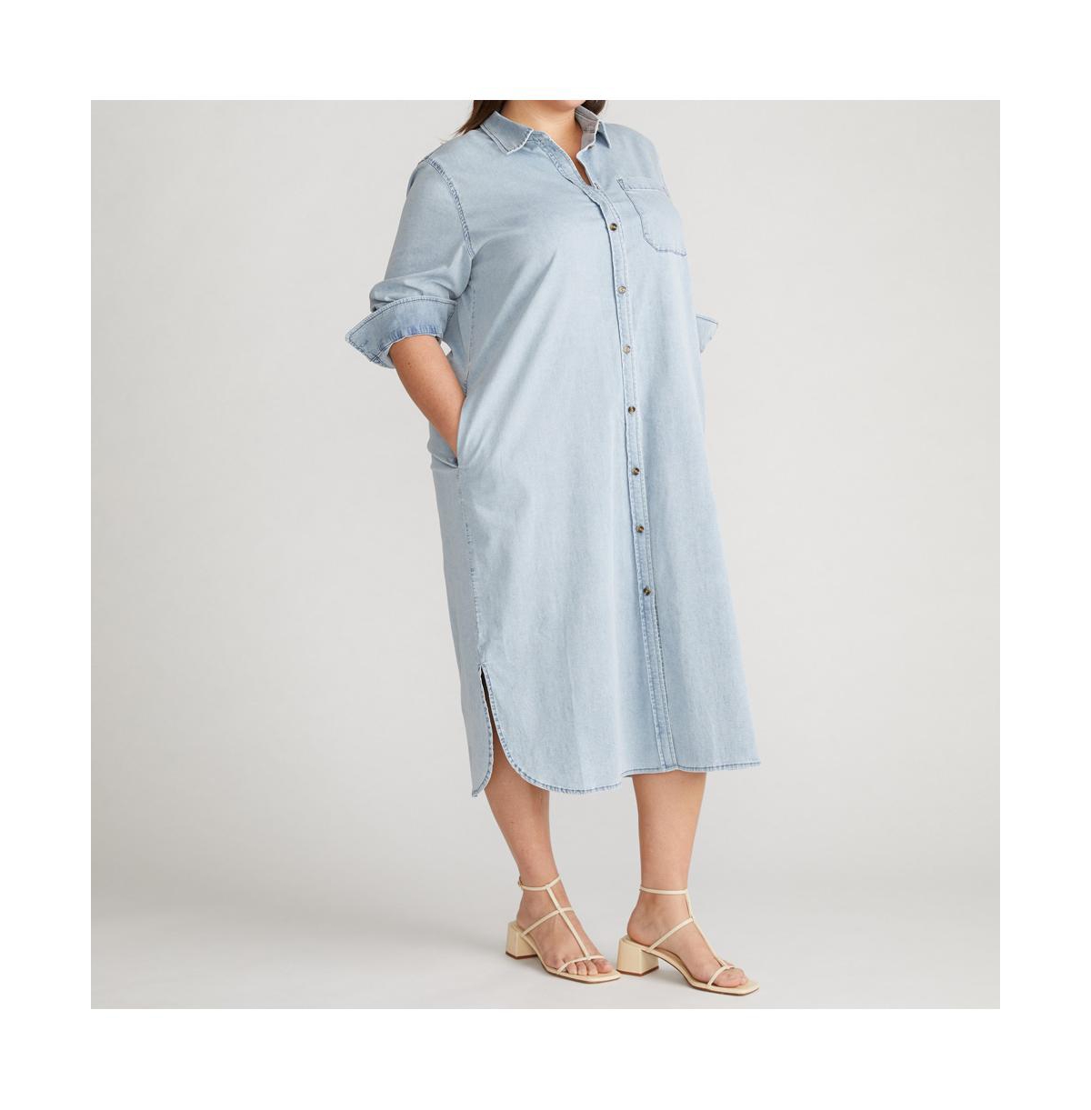 Universal Standard Odeon Long Sleeve Chambray Shirtdress In Heritage Blue