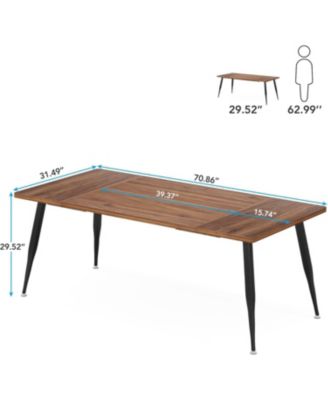 70.9 Inch Modern Faux Wood Industrial Kitchen Table Furniture with Metal Legs, Rectangular Dinner Table