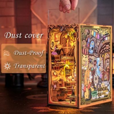 Book Nook Kit - DIY Miniature House Magic Dollhouse Kit for Adults Teens, Fantastic Booknook Bookshelf Decor Beasts Alley Model Build with LED Light (Fantastic Animal Common Room