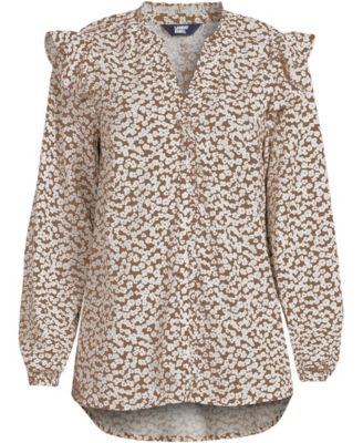 Women's Cotton Voille Ruffle Front Blouse