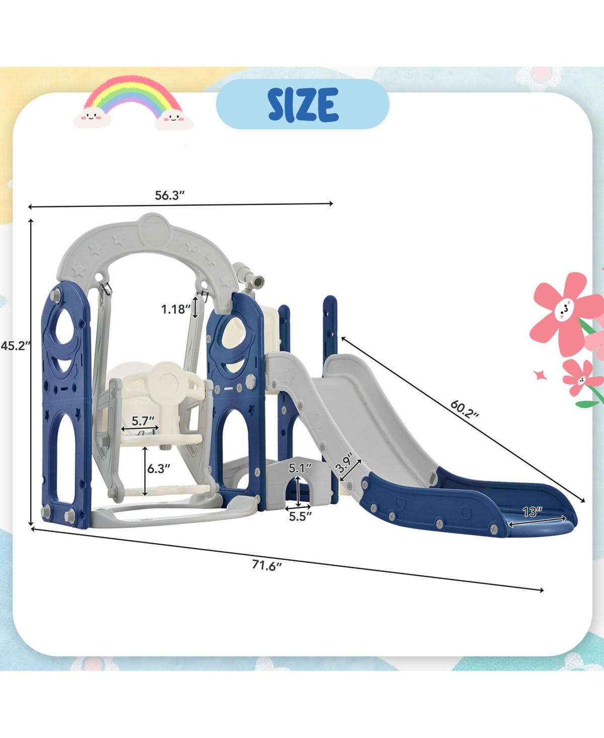 Slickblue 5-in-1 Toddler Slide and Swing Set Kids Playground Climber with Telescope for Indoor & Outdoor Fun