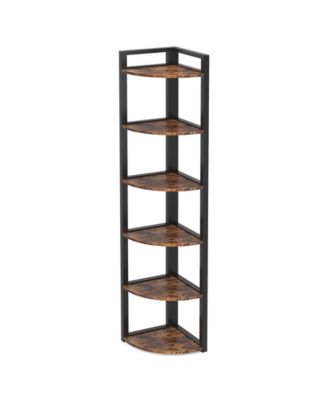 70.9 Inch Tall Corner Bookshelf Small Bookcase Rustic Corner Shelving Unit Storage Rack,6 Tier Corner Shelf