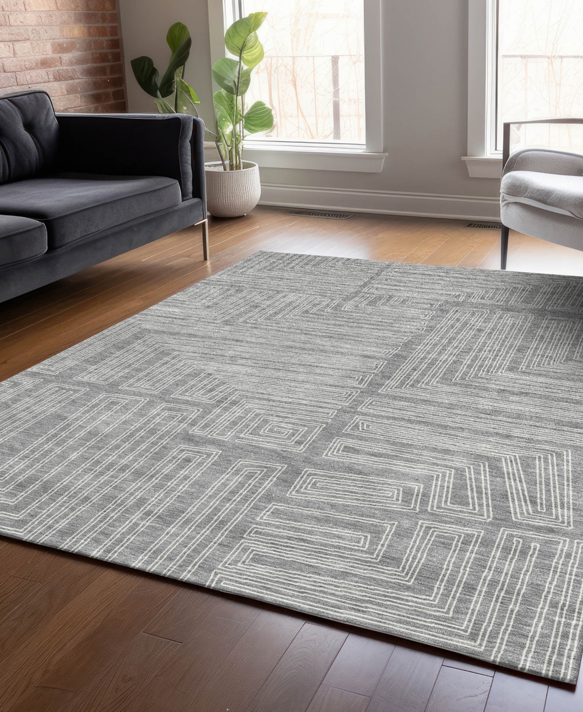 Addison Chantille Machine Washable Acn1045 8'x10' Area Rug In Gray