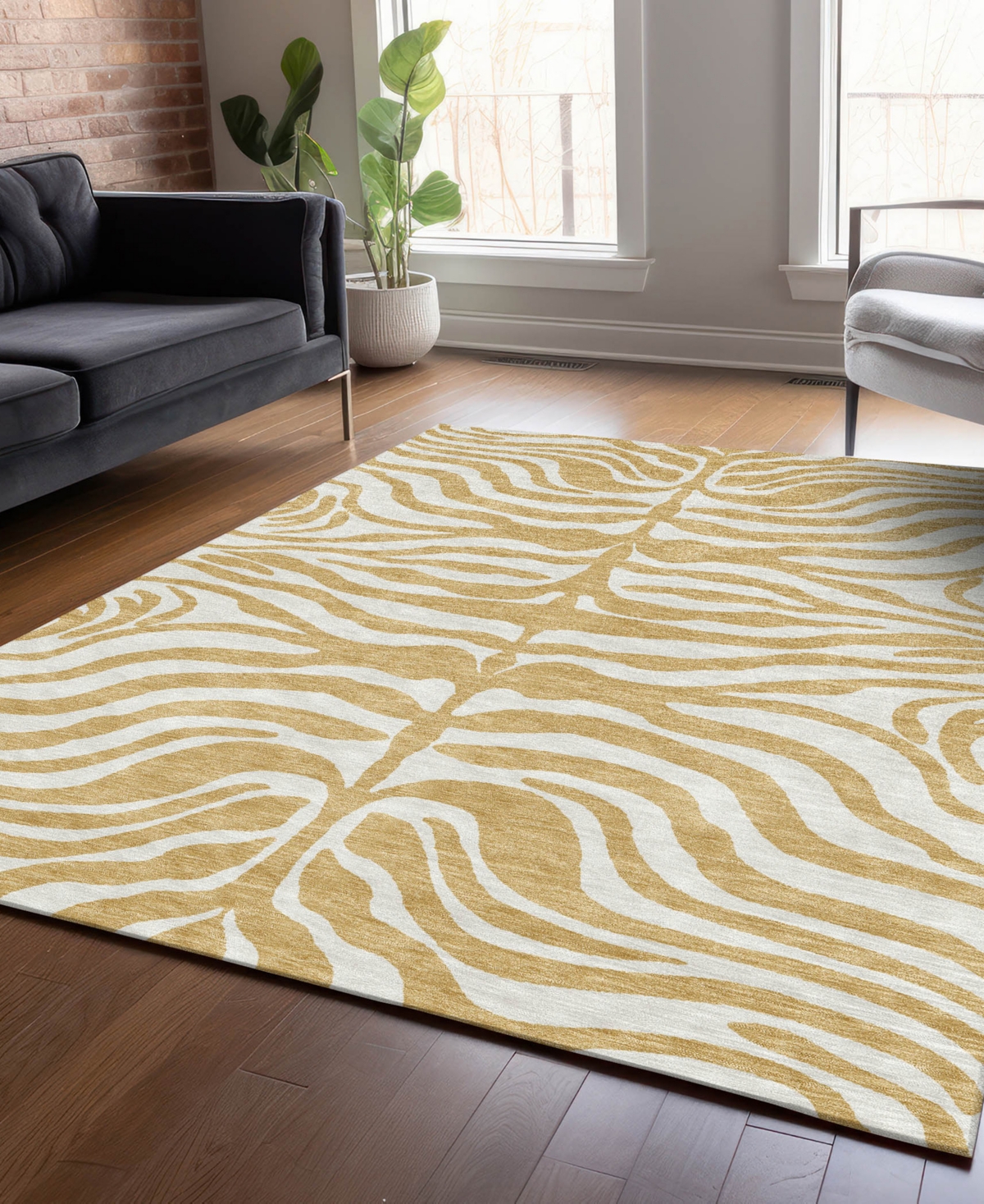 Addison Chantille Machine Washable Acn1042 5'x7'6" Area Rug In Gold