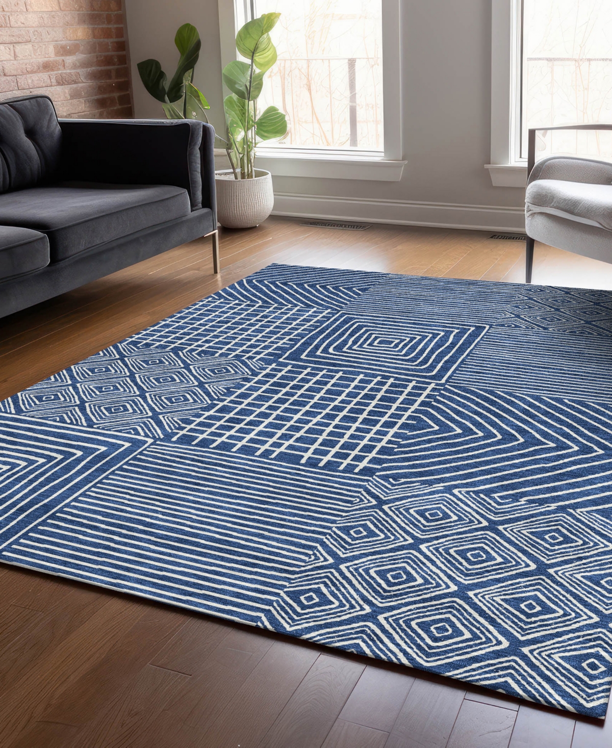 Addison Chantille Machine Washable Acn1044 3'x5' Area Rug In Navy
