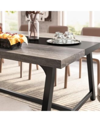 Dining Table for 8 People, 70.87-inch Rectangular Wood Kitchen Table with Strong Metal Frame, Industrial Large Long Dining Room Table