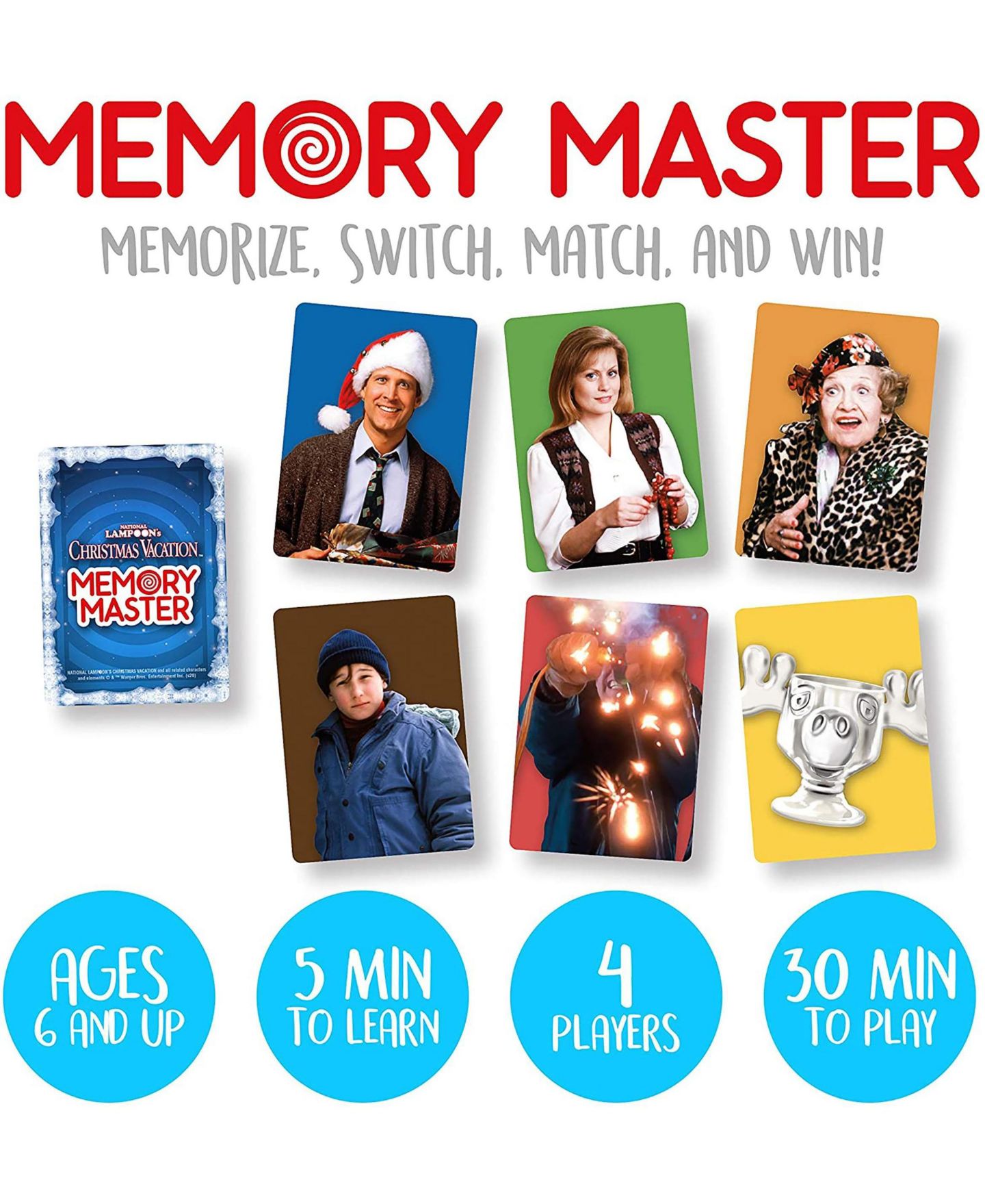Детская карточная игра NMR Distribution Memory Master Christmas Vacation Matching Card Game, Ages 6+ — фото 3