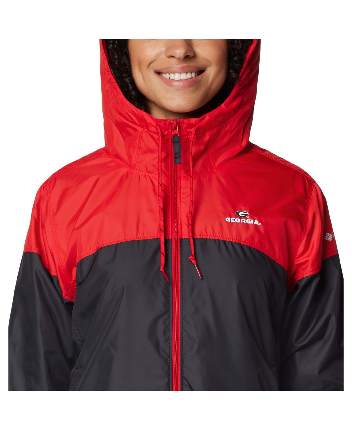 Columbia Women'sBlack Georgia Bulldogs Flash Forward Full-Zip Hoodie Windbreaker Jacket - Red, Black
