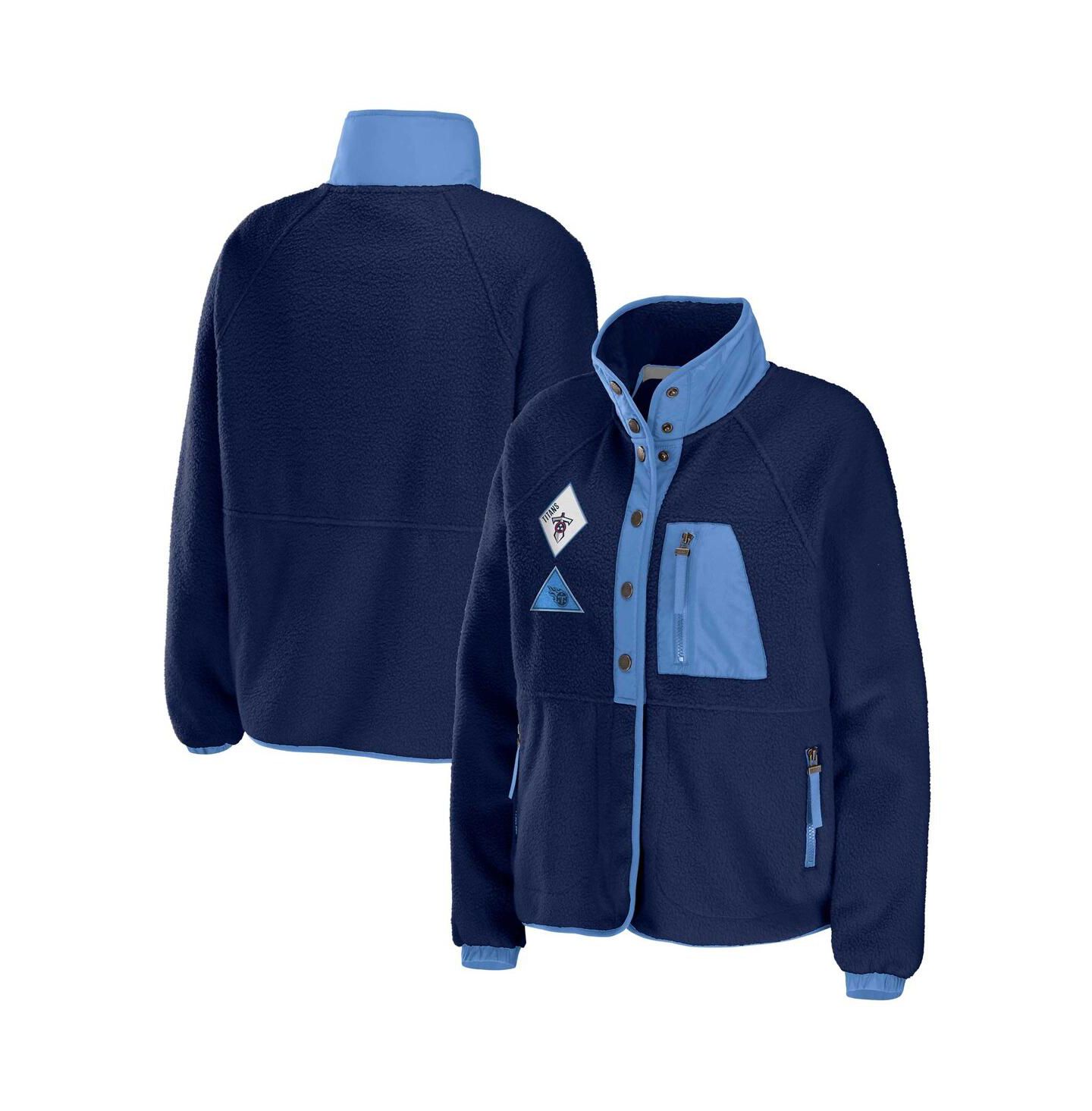 Женская куртка WEAR by Erin Andrews Navy Tennessee Titans Polar Fleece Raglan Full-snap — фото 1