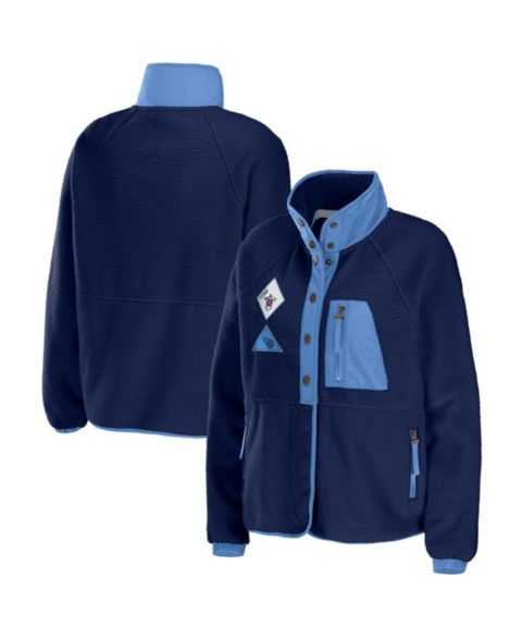 Женские куртки WEAR by Erin Andrews Women's Navy Tennessee Titans Polar Fleece Raglan Full-snap Jacket