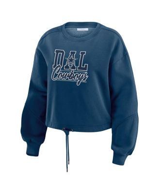 Women's Navy Dallas Cowboys Washed Fleece Long Sleeve T-Shirt Shorts Lounge Set