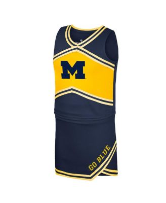 Big Girls Navy Michigan Wolverines Cheerleader Top Skirt Set