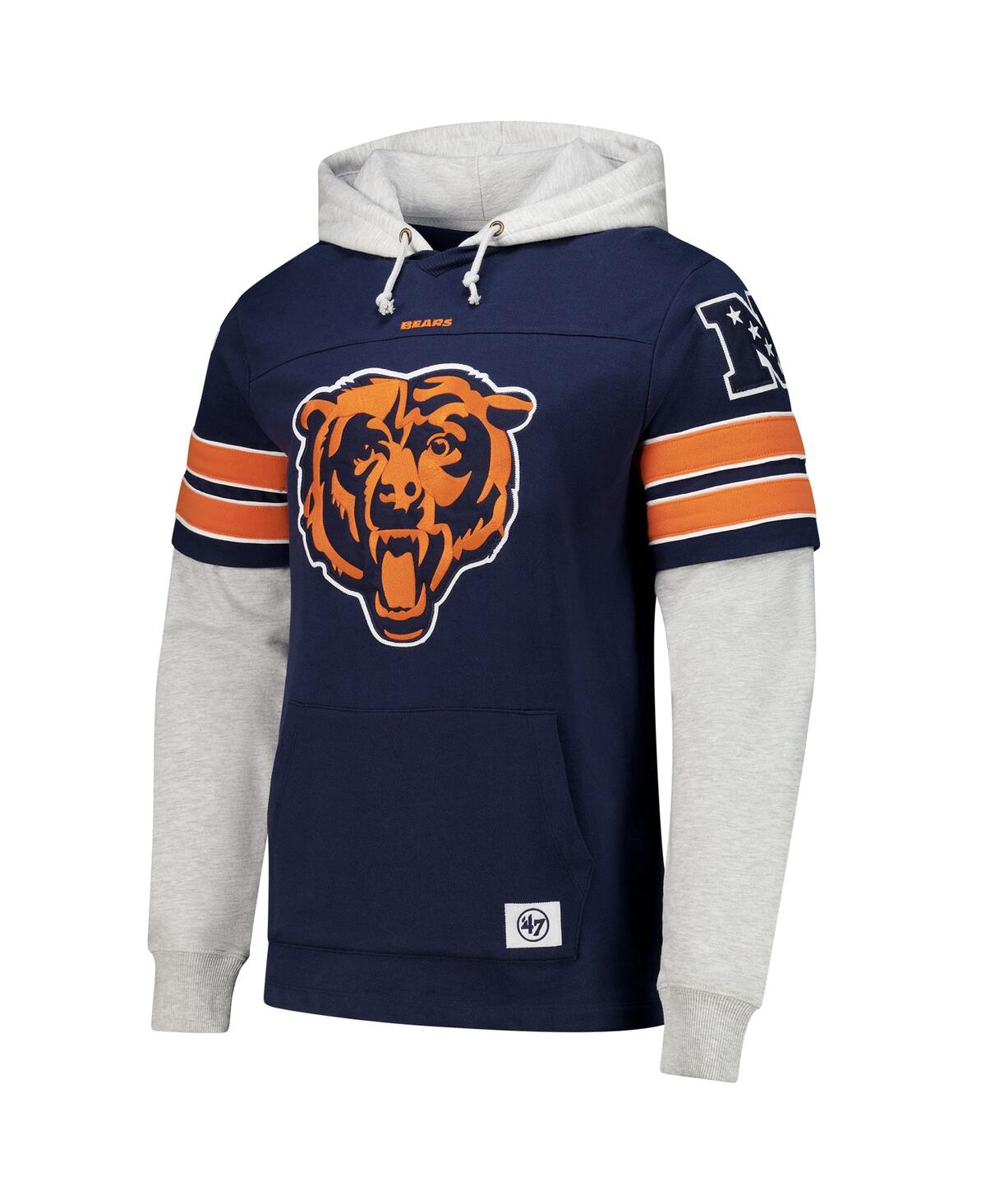 '47 Brand Men'sChicago Bears Double Header Blitz Cornerback Pullover Hoodie - Navy