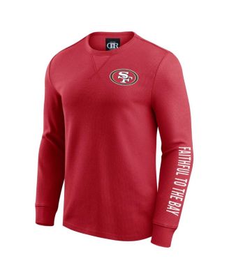 Men's Scarlet San Francisco 49ers Washed Waffle-Knit Long Sleeve T-Shirt