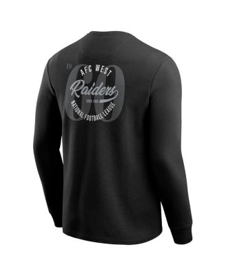 Men's Black Las Vegas Raiders Washed Waffle-Knit Long Sleeve T-Shirt