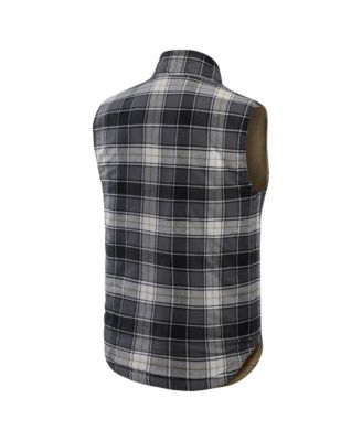 Darius Rucker Collection by Men's Tan/Charcoal Boston Red Sox Reversible Canvas Plaid Patch Full-Zip Vest