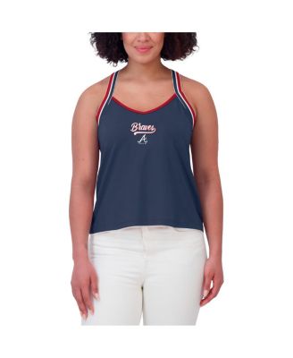 Women's Navy Atlanta Braves Cross Strap Tank Top