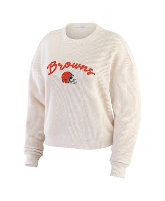Women's Cream Cleveland Browns Knitted Tri-blend Long Sleeve T-shirt Pants Lounge Set