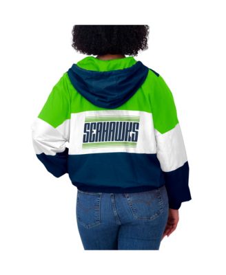 Women's Royal Seattle Seahawks Color Block Full-zip Windbreaker Jacket
