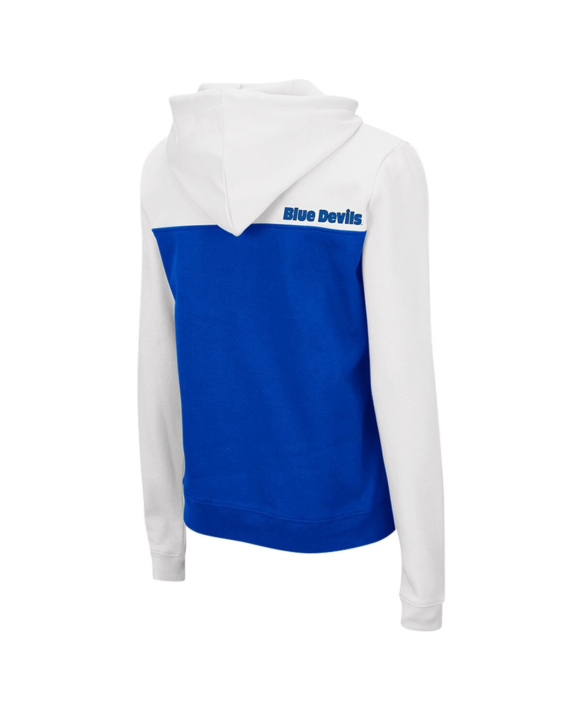 Colosseum Women's White/royal Duke Blue Devils Aidan Lightweight Half-zip Hoodie In White,royal