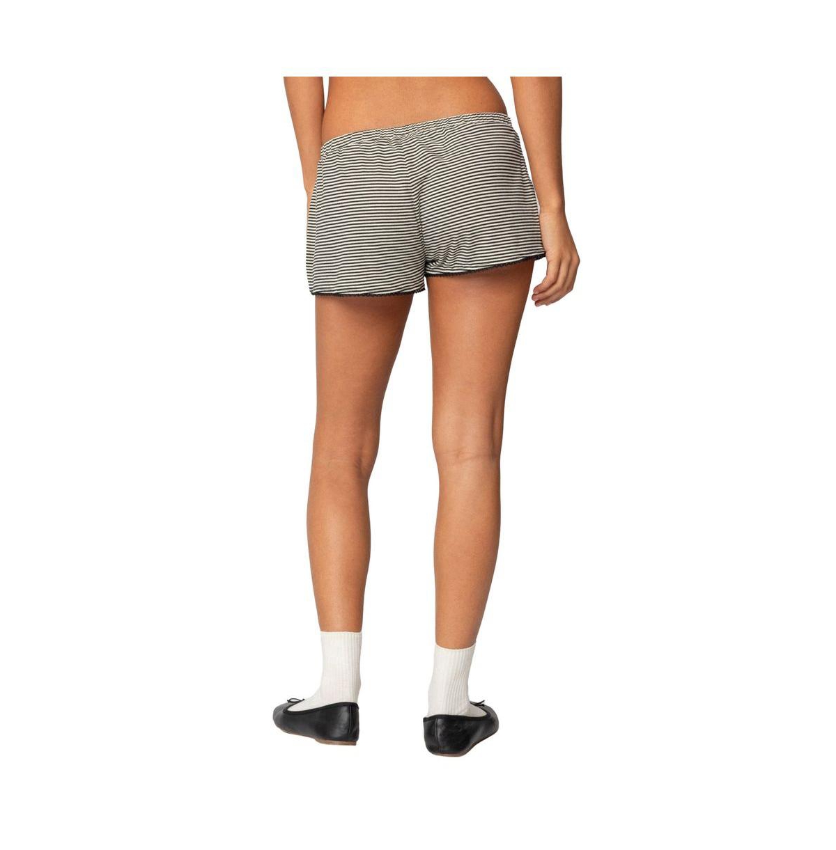 Edikted Women's Suzy Striped Shorts - Black-and-white