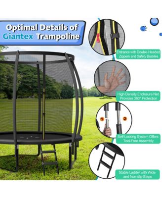 8FT Recreational Trampoline w/ Ladder Enclosure Net Safety Pad Outdoor
