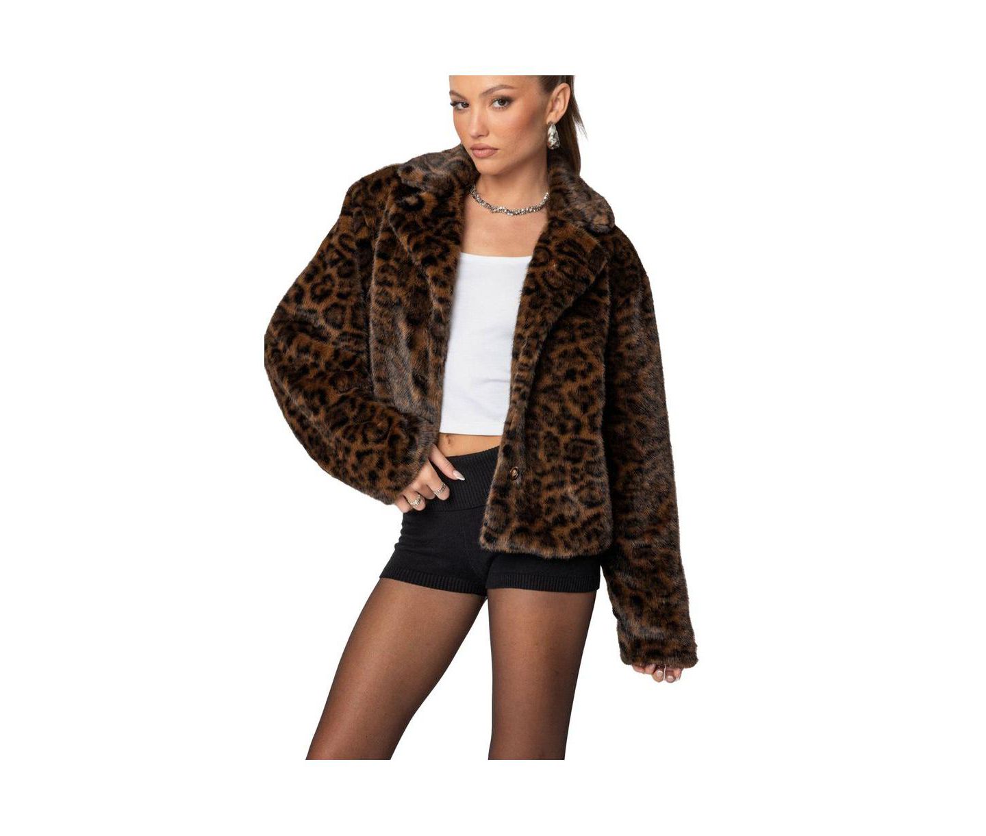 Женская куртка Edikted Lady Leopard Faux Fur, цвет: Коричневый — фото 2