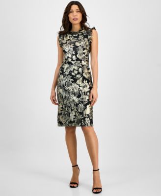 Sandra Darren - Women's Floral-Print Ruffled Sheath Dress