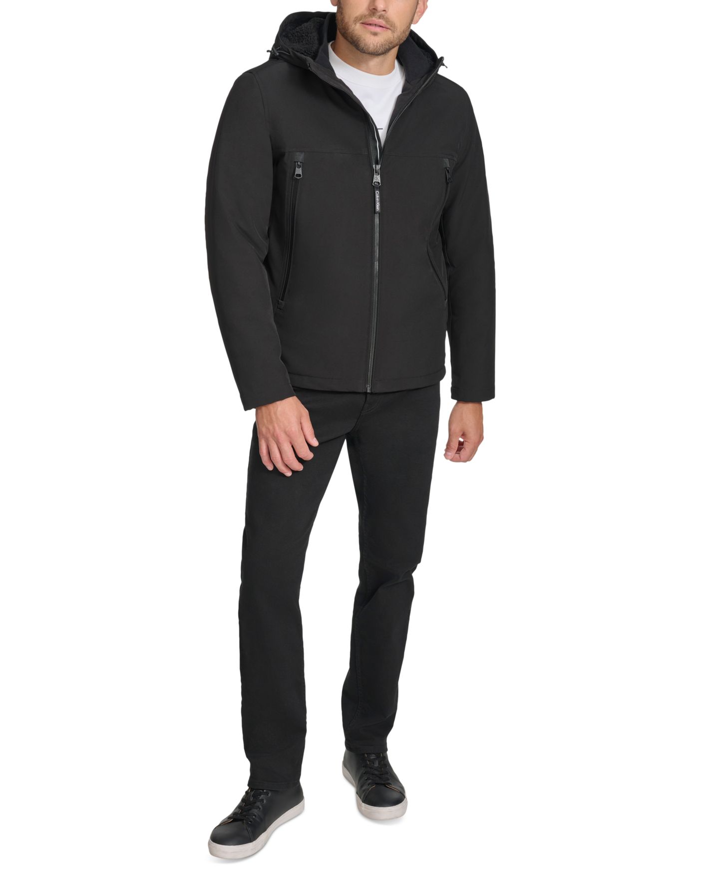 Мужская куртка Calvin Klein Sherpa Lined Infinite Stretch Soft Shell, цвет: Чёрный — фото 4