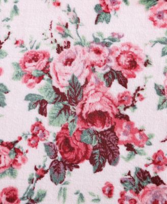 Classic Floral Ultra Soft Plush Fleece Throw, 70" X 50"