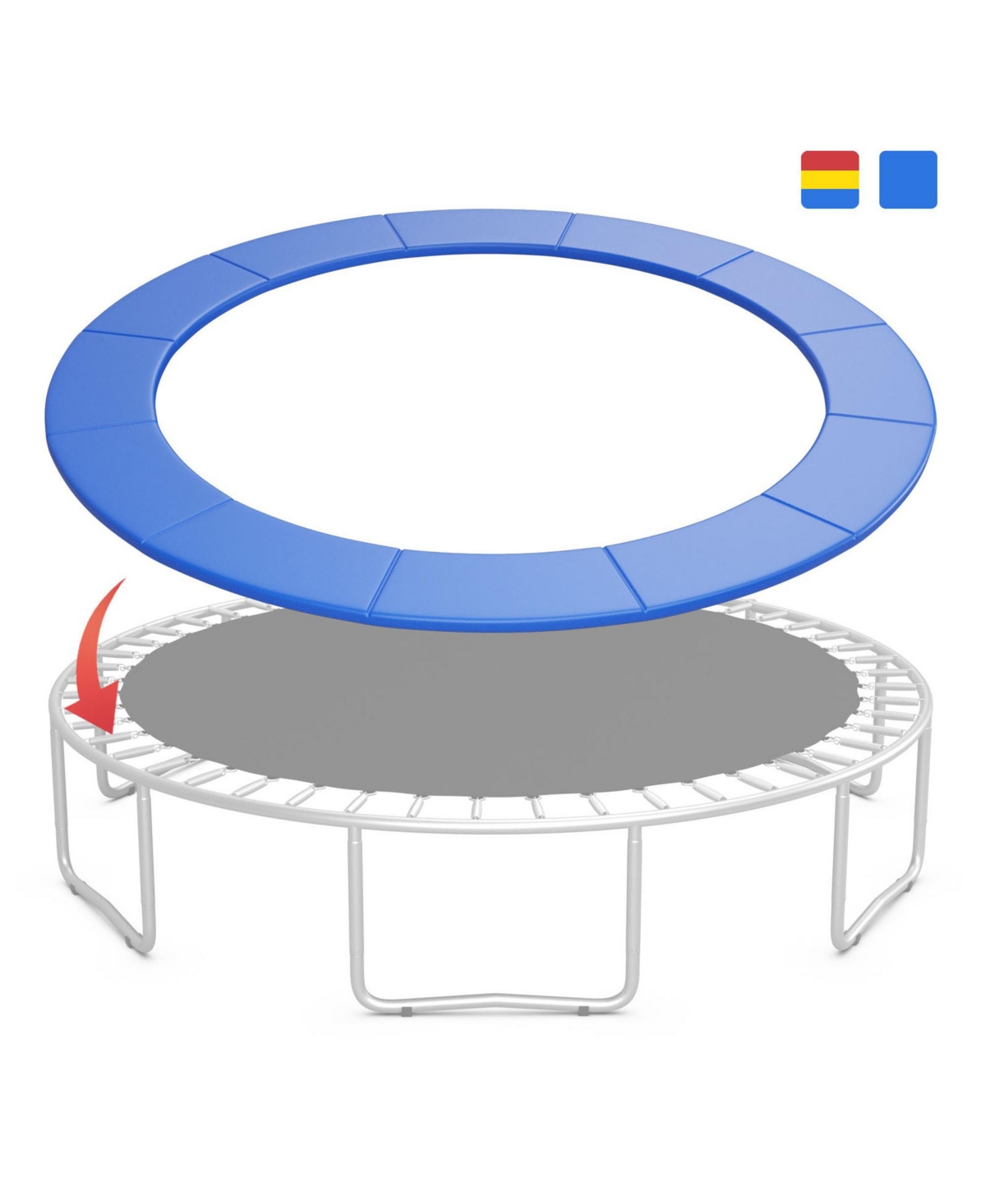 8FT Trampoline Replacement Safety Pad Universal Trampoline Cover Blue - Blue