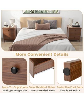 Set of 2 3-Drawer Nightstands Wooden Bedside Table Modern Side End Table