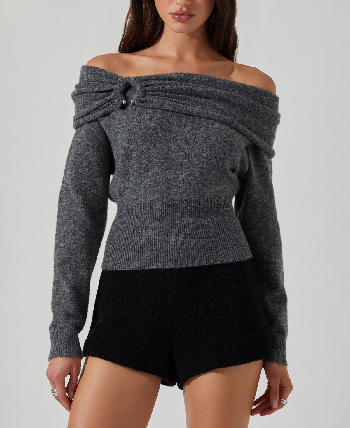Women's Wylie Off-The-Shoulder Sweater - Charcoal