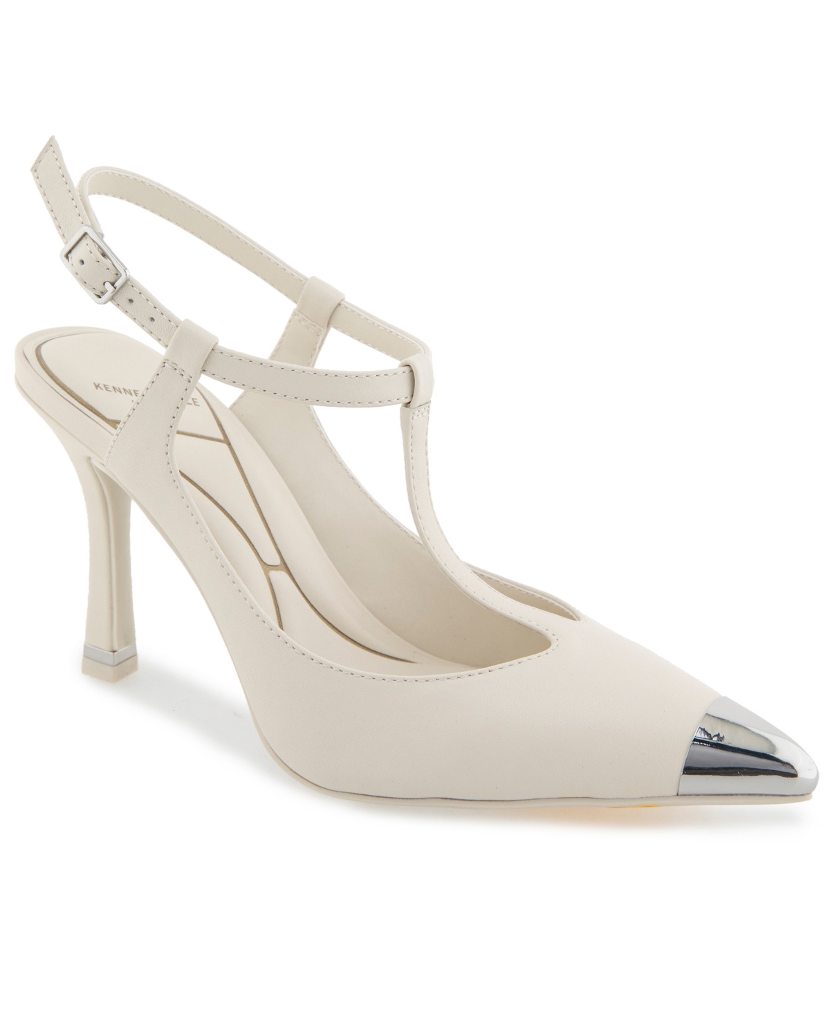 Women's Romi Cap Toe T-Strap Pumps - Off White Leather