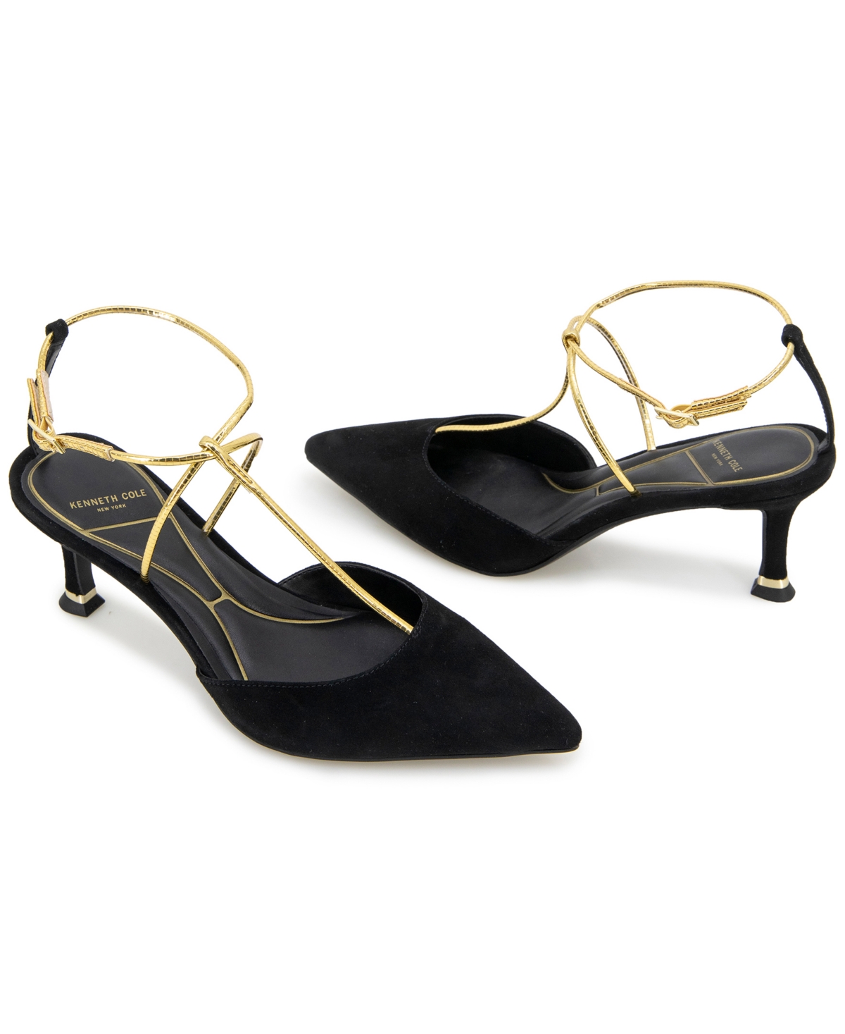 Kenneth Cole New York Umi Womens Adjustable Leather Pumps In Black Suede