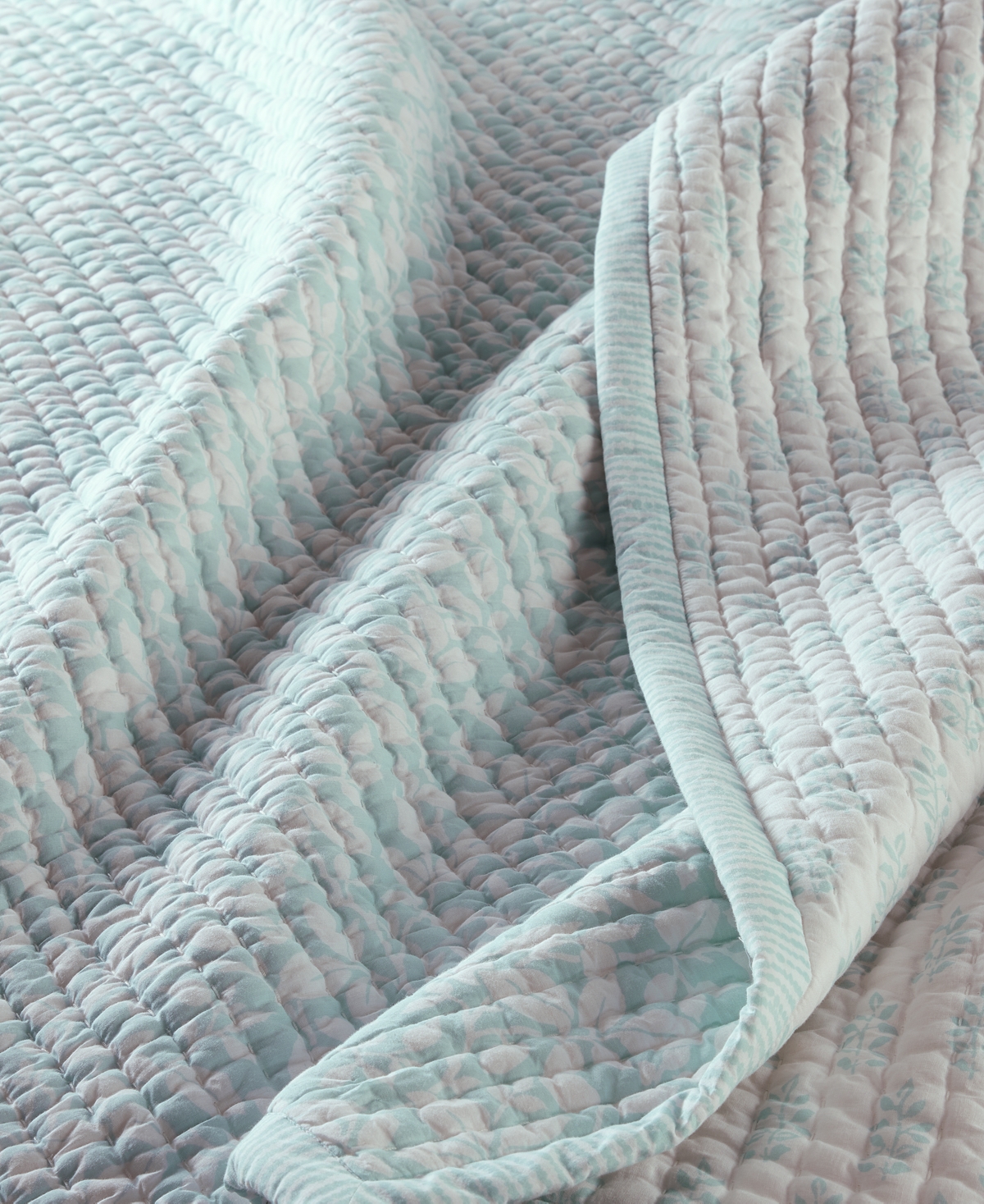 Charter Club Leaf Silhouette 3-pc. Quilt Set, Full/queen, Exclusively At Macy's In Blue