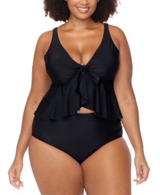 Trendy Plus Size Topanga Peplum Tankini Top Coco Bikini Bottoms