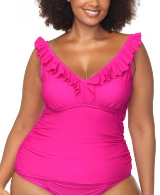 Raisins Curve - Trendy Plus Andressa Ruffle-Trim Tankini