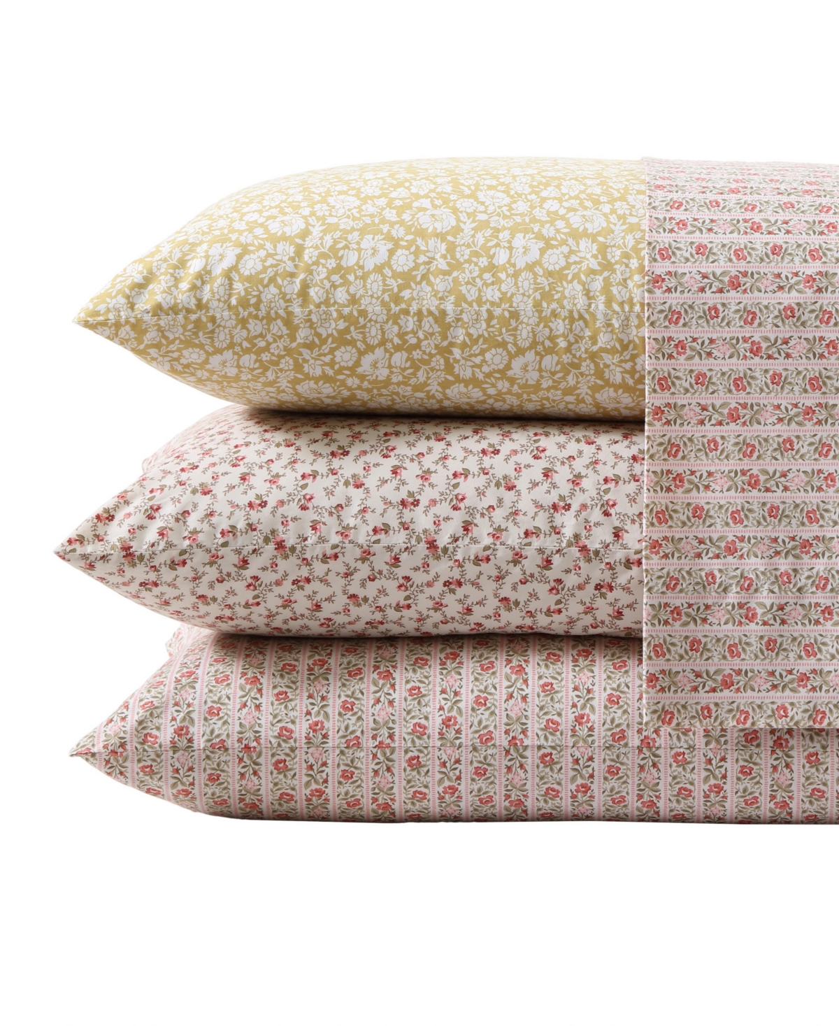 Laura Ashley 200 Thread Count Sweet Success Cotton Percale Sheet Set In Sweet Success
