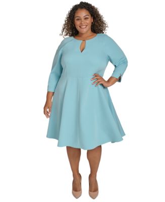 Tommy Hilfiger Plus Size Split-Neck Fit & Flare Dress - Macy's