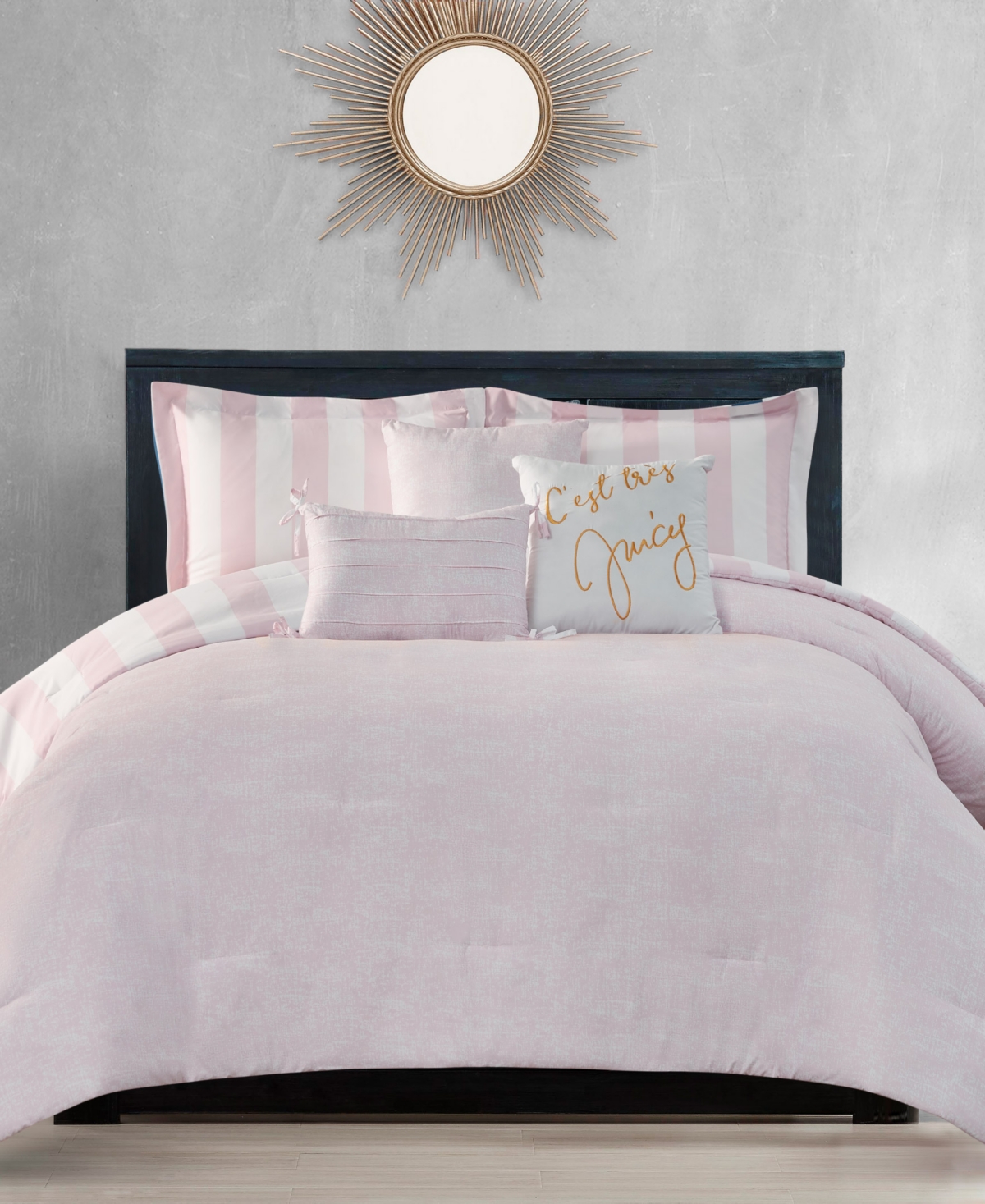 Juicy Couture Cabana Stripe Reversible 6-pc. Comforter Set, Full/queen In White,dogwood Pink