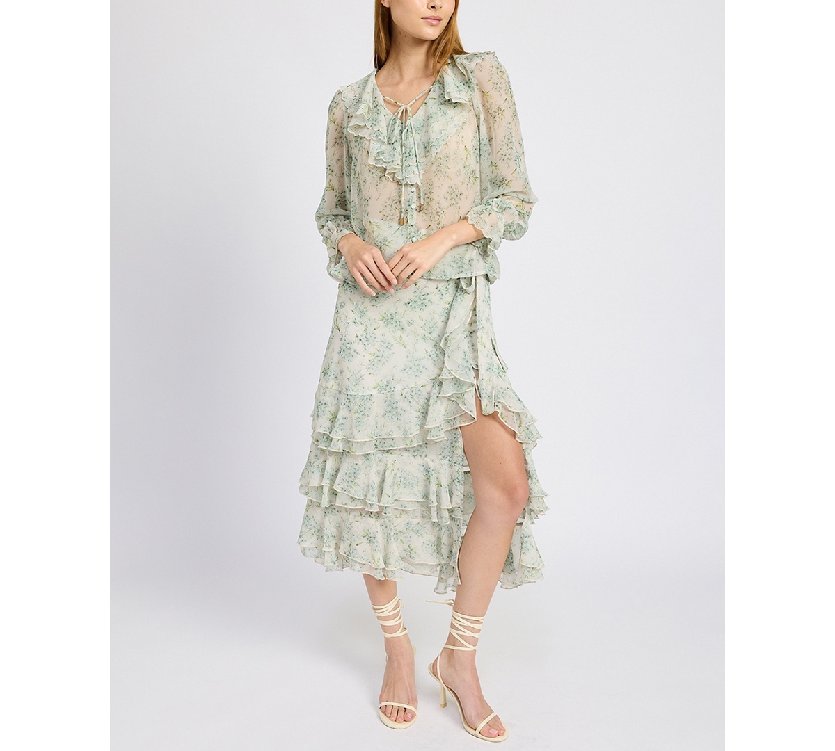 En Saison Women's Marlene Floral Ruffle-Tiered Maxi Skirt