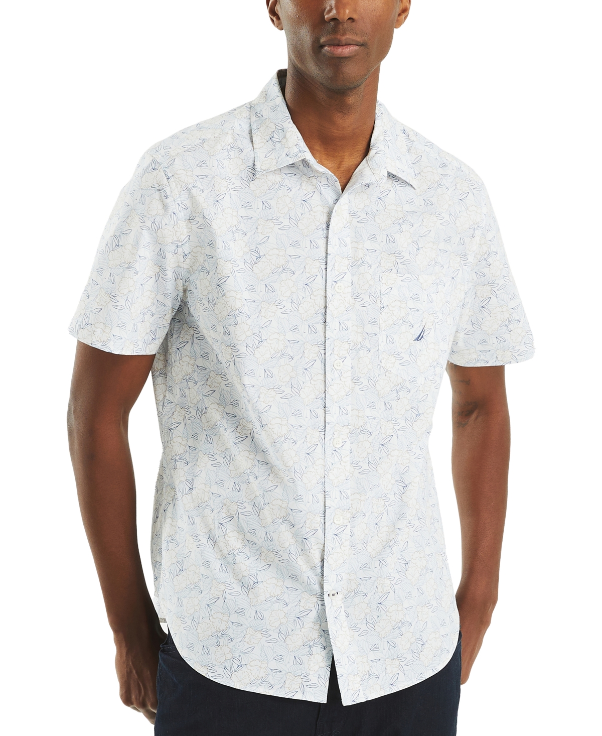 Men's Printed Short Sleeve Shirt - Bright White