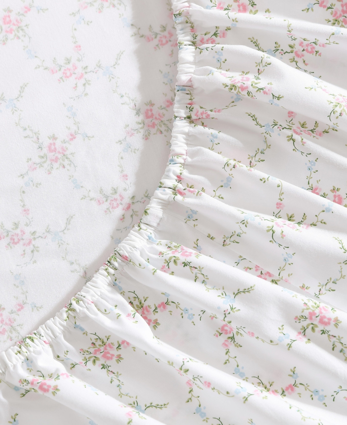 Laura Ashley 200-thread Cotton 4 -pc. Sheet Set, Full In Lynda Printed Hem