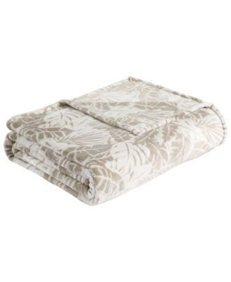 Tommy Bahama Home Costa Blanca Ultra Soft Plush Fleece Blanket In Beige