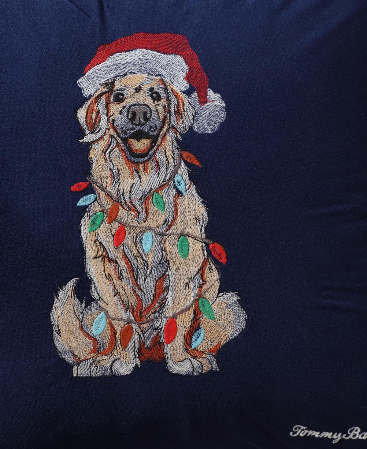 Tommy Bahama Home Holiday Retriever Felt Decorative Pillow, 20" X 20" In Navy