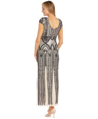 Women's Sequin-Design Cap-Sleeve Gown