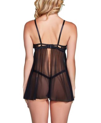 Women's Eyelash Lace and Mesh Babydoll Set