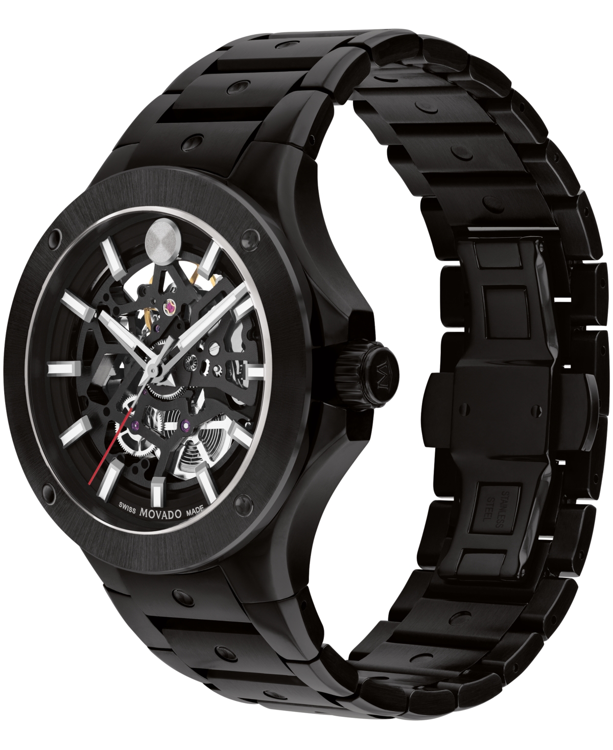 Movado Men's Alta S.e. Skeleton Swiss Automatic Black Pvd Watch, 43.50mm In Black