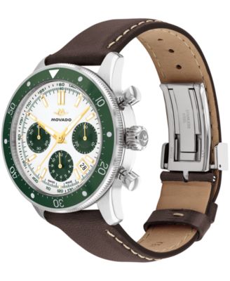 Men's Super Sub Sea Alta Swiss Automatic-Chronograph Chocolate Leather Watch, 43mm